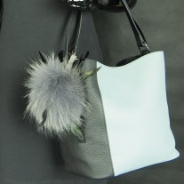 Fox Fur Bag Charm Grey | LotusTing