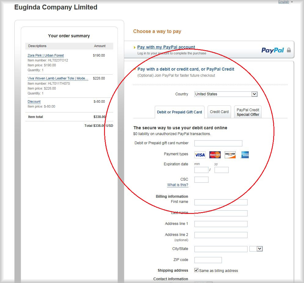 Paypal payment without account